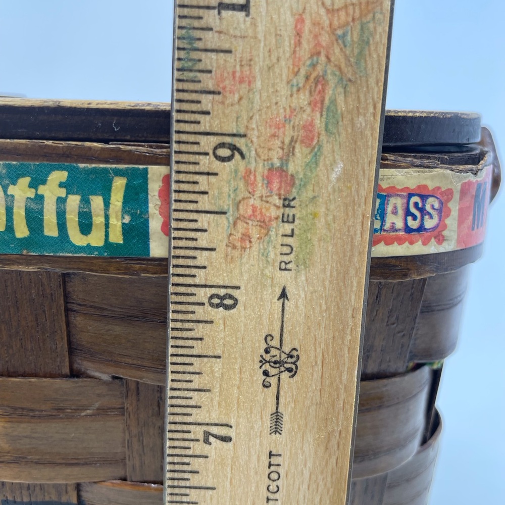 Caro Nan Handmade Painted Vintage USA Lidded Lined Basket Purse Tote Folk Art - Picture 12 of 14